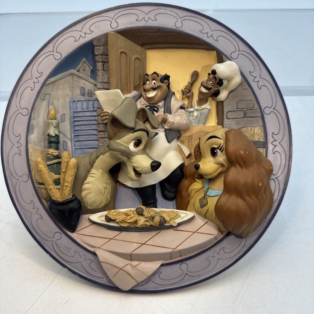 Vintage Disney 3D RARE Lady and the Tramp Limited Edition Plate